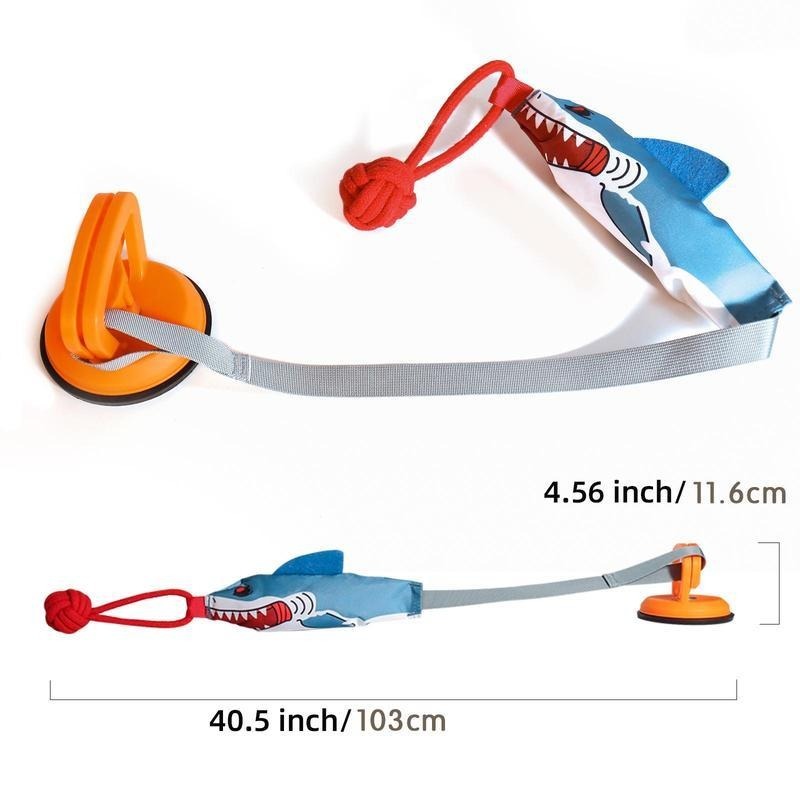Shark Shaped Squeaky Dog Toy with Suction Cup - Interactive Rope Ball