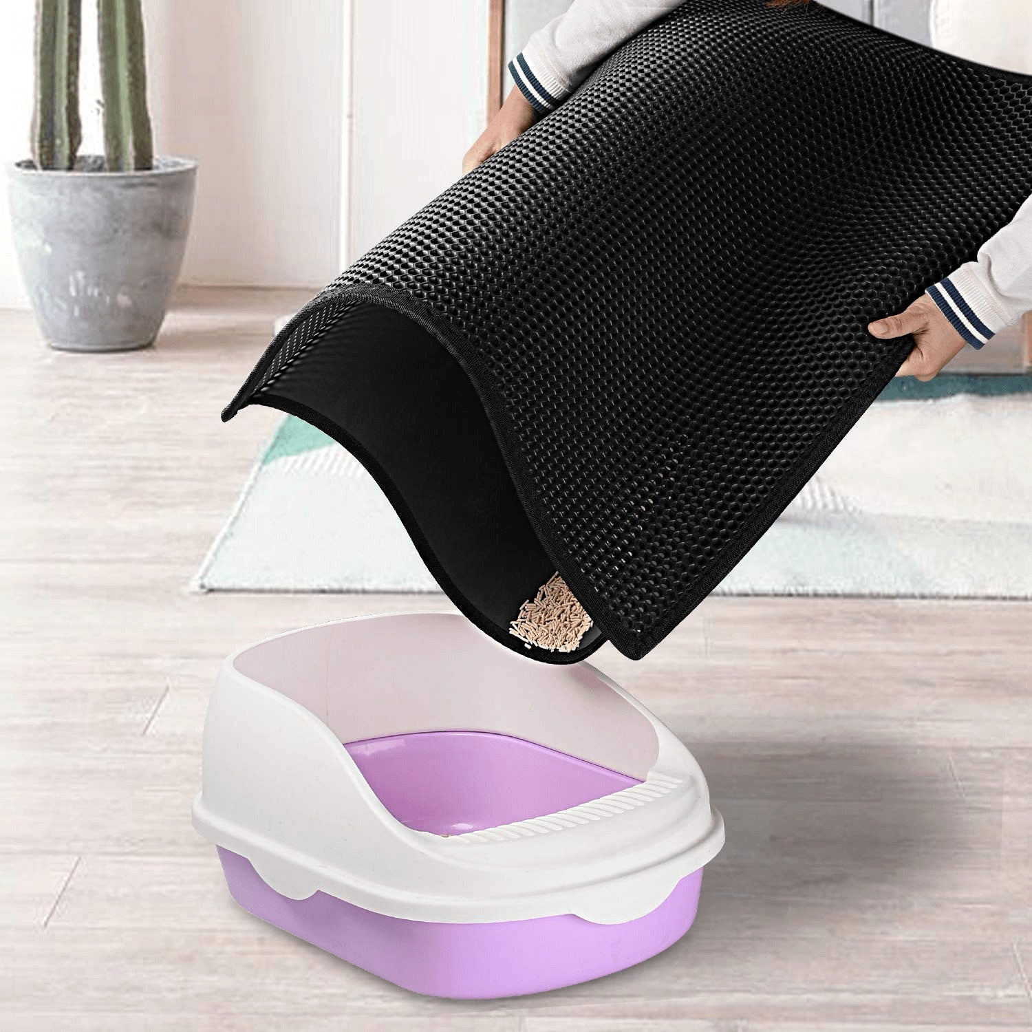 Double Layer Cat Litter Mat - Honeycomb Trapping Design
