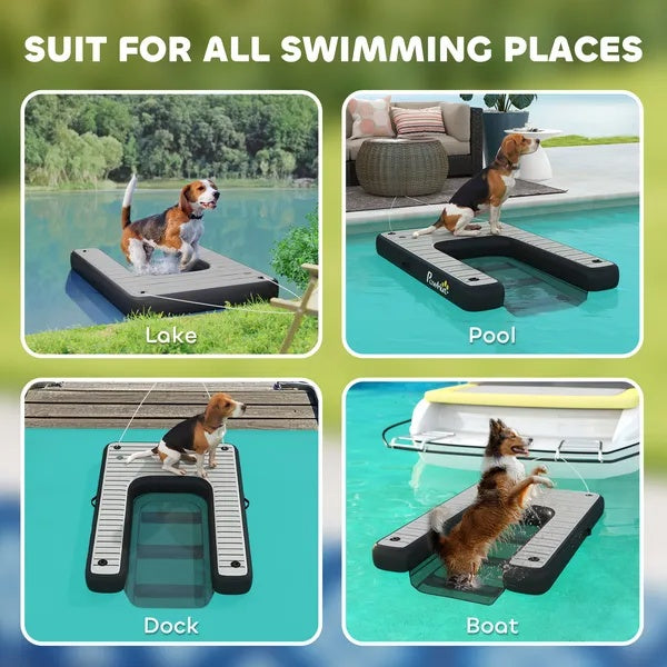 Inflatable Dog Boat Ramp - 286 lbs Capacity, Non-Slip, Safe Water Access
