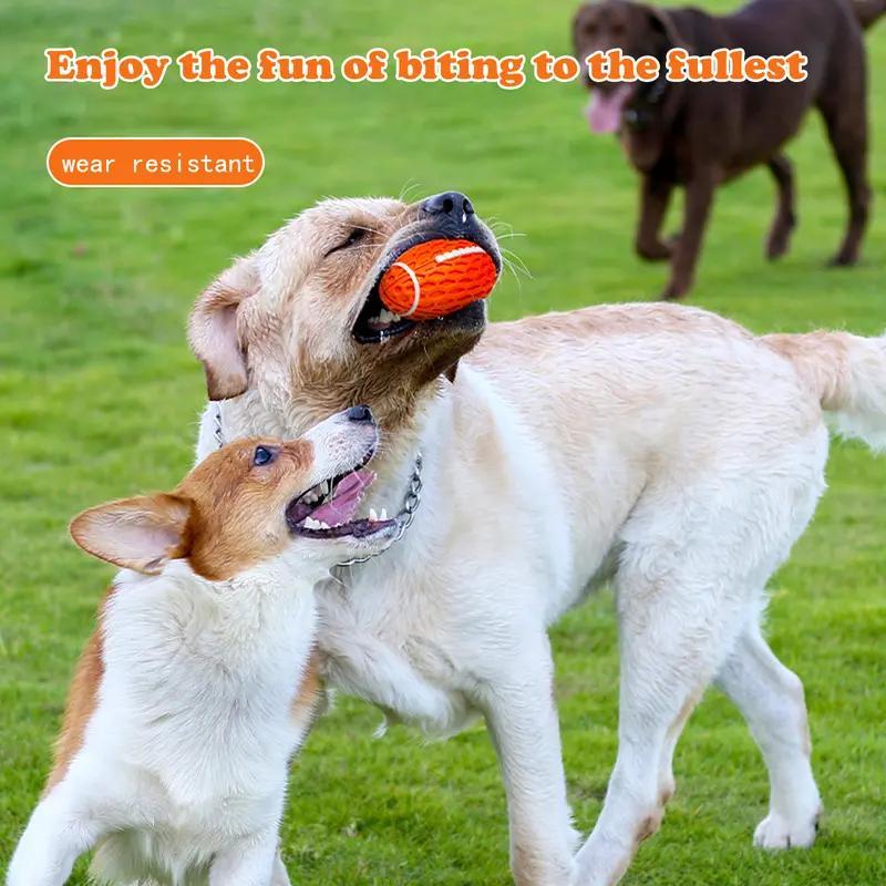 Dog Rubber Football Toy - Chew Resistant, Interactive, Squeaky