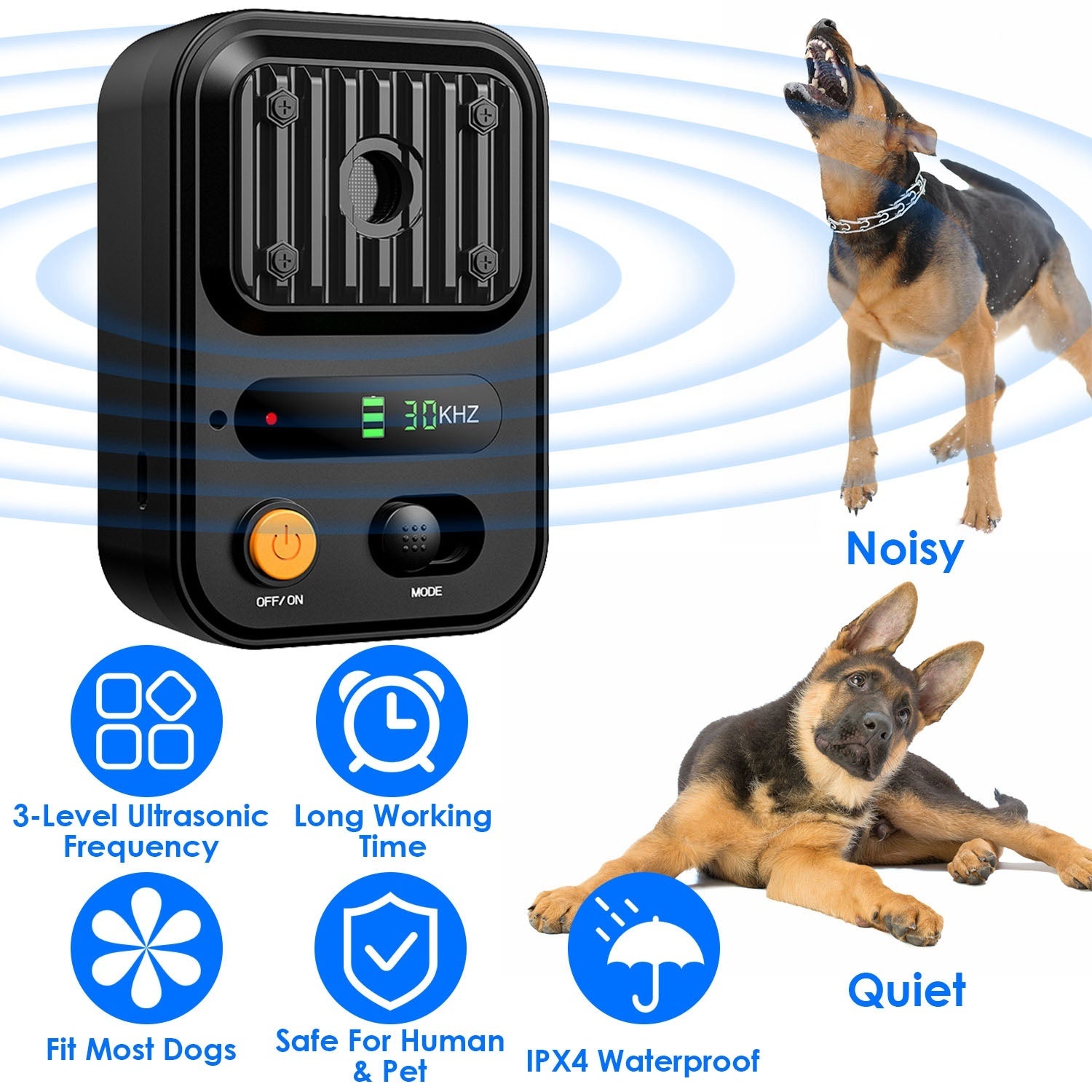Ultrasonic Anti-Barking Device - Rechargeable Dog Training Tool