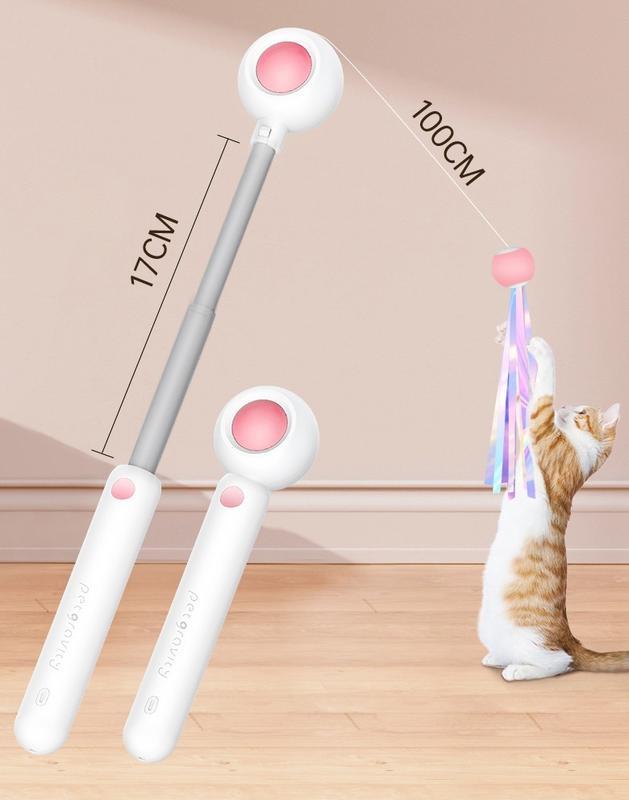 Retractable Laser Cat Teaser Wand - Interactive Toy with Balls