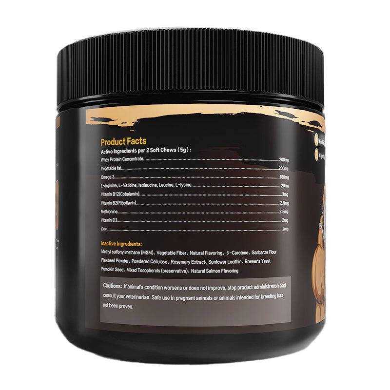 Dog Muscle Gain Chews - High Protein Supplement for All Breeds