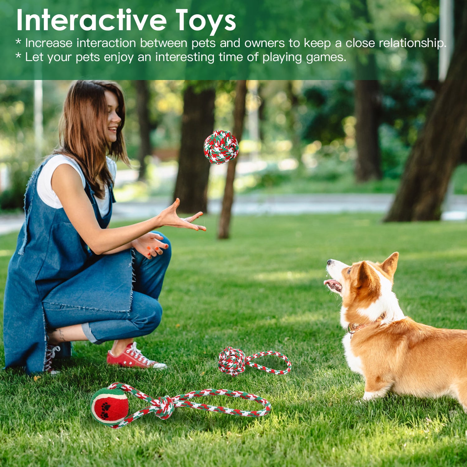 5-Pack Christmas Dog Rope Chew Toys - Holiday Training Set