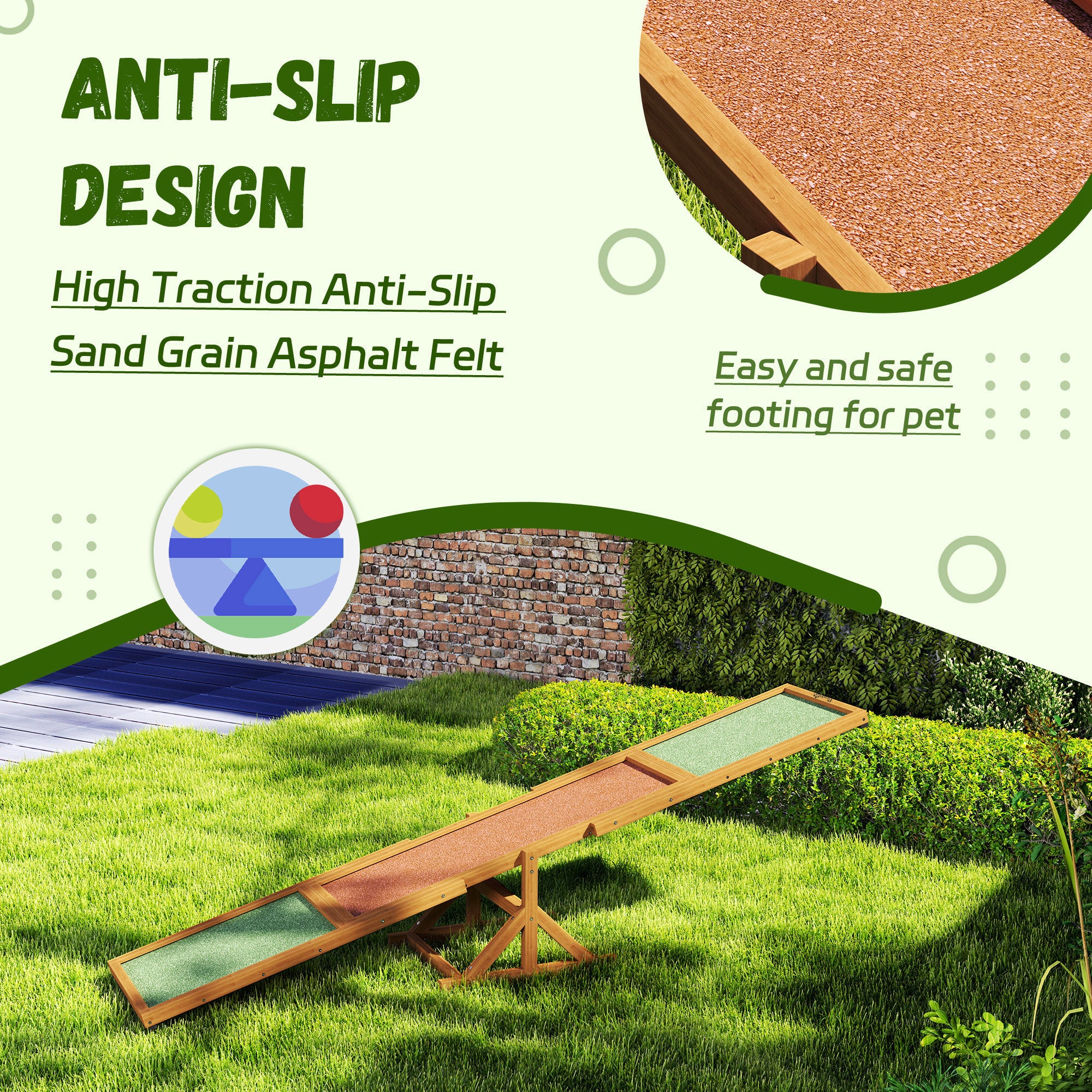 Dog Agility Seesaw - 110 lbs Capacity, Weather Resistant, Non-Slip Surface