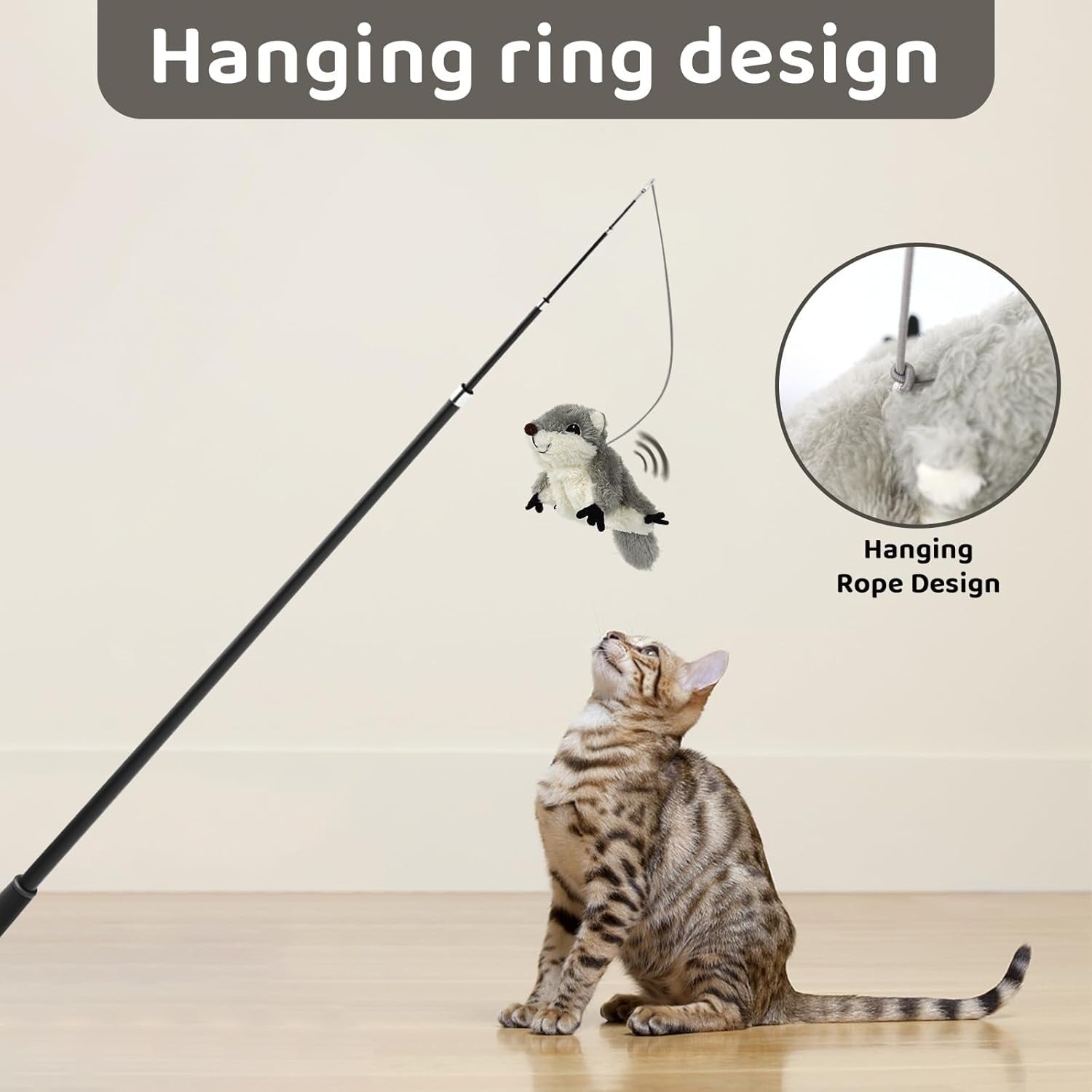 Interactive Flapping Squirrel Cat Toy - Rechargeable Touch-Activated
