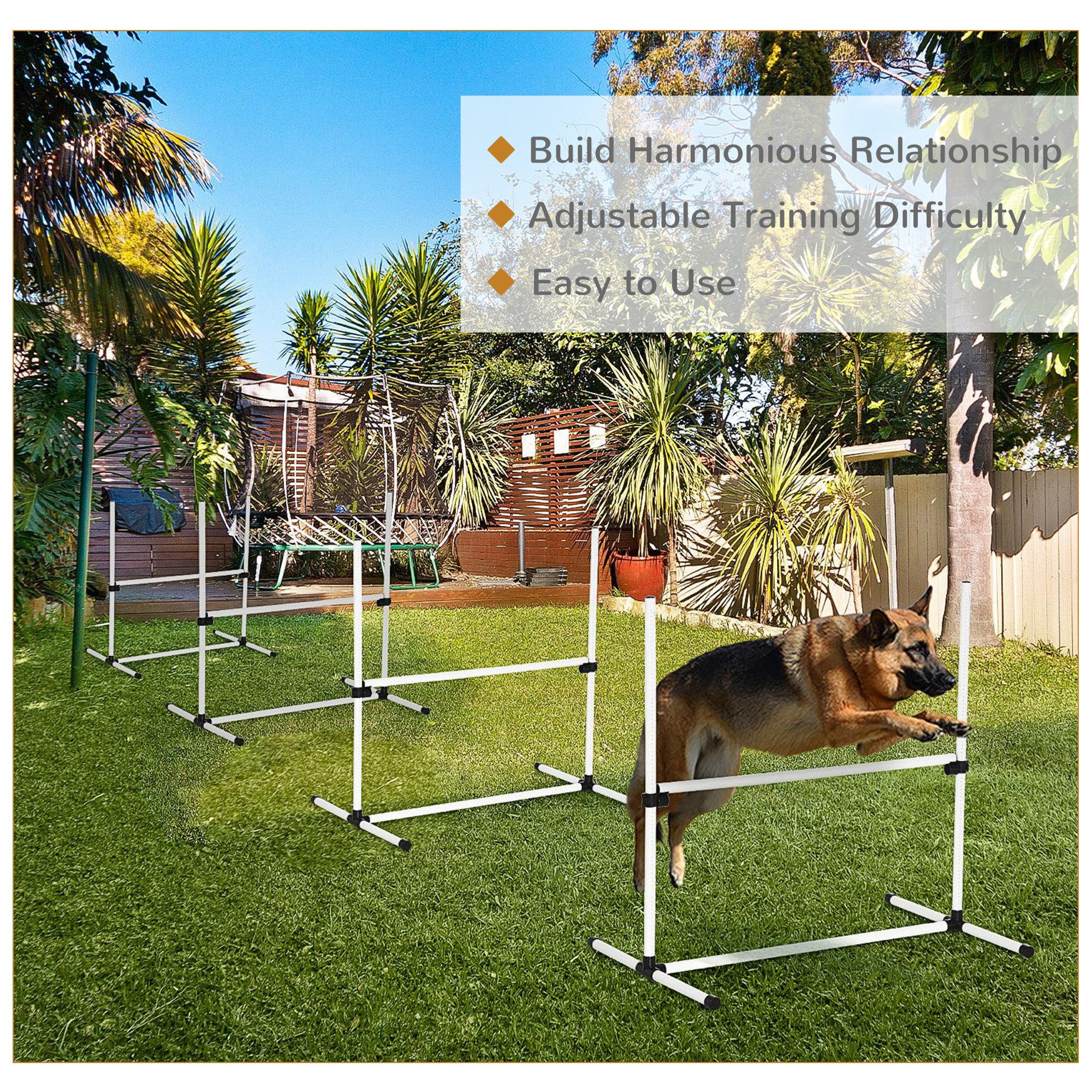 4-Piece Dog Agility Training Set - Adjustable Jump Poles