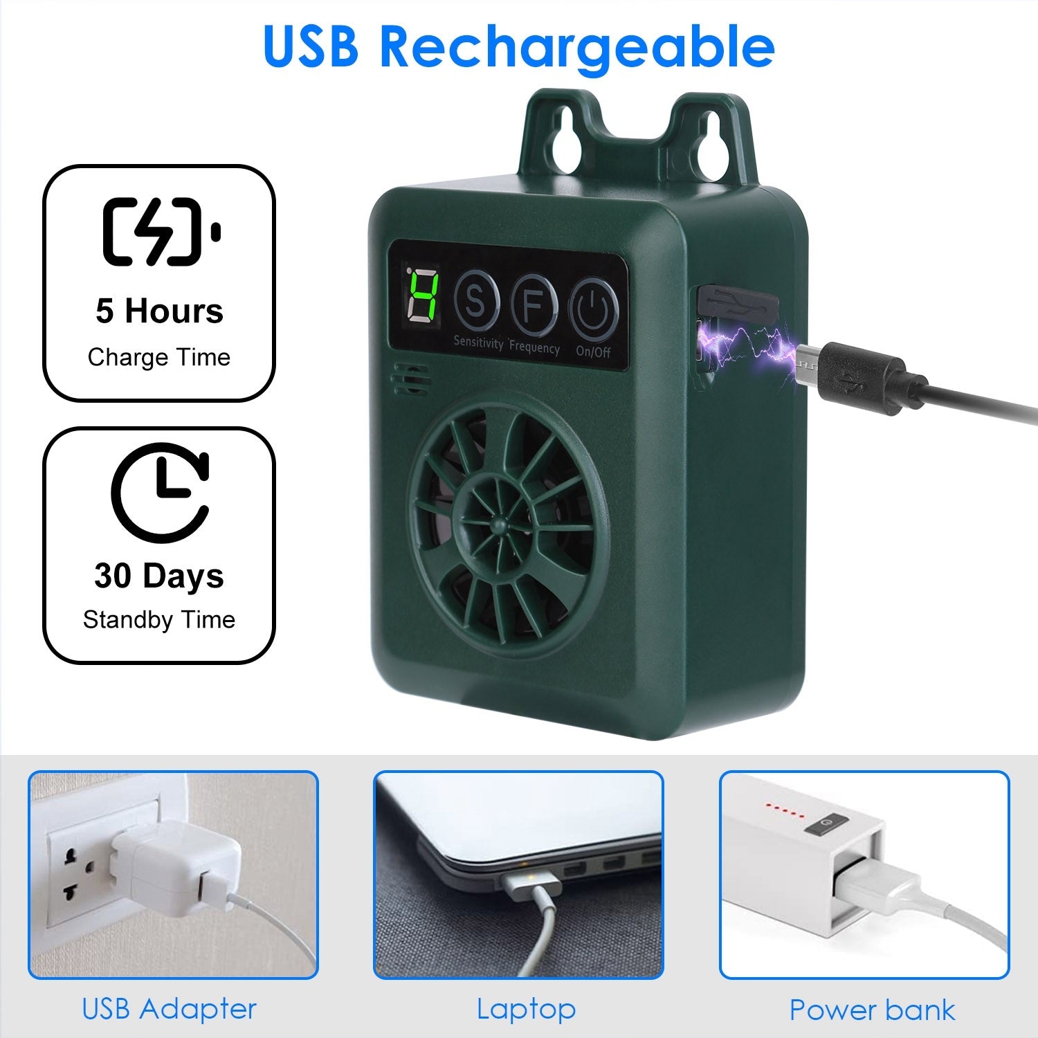 Ultrasonic Anti-Barking Device - 49ft Range with 4 Frequency & Sensitivity Levels