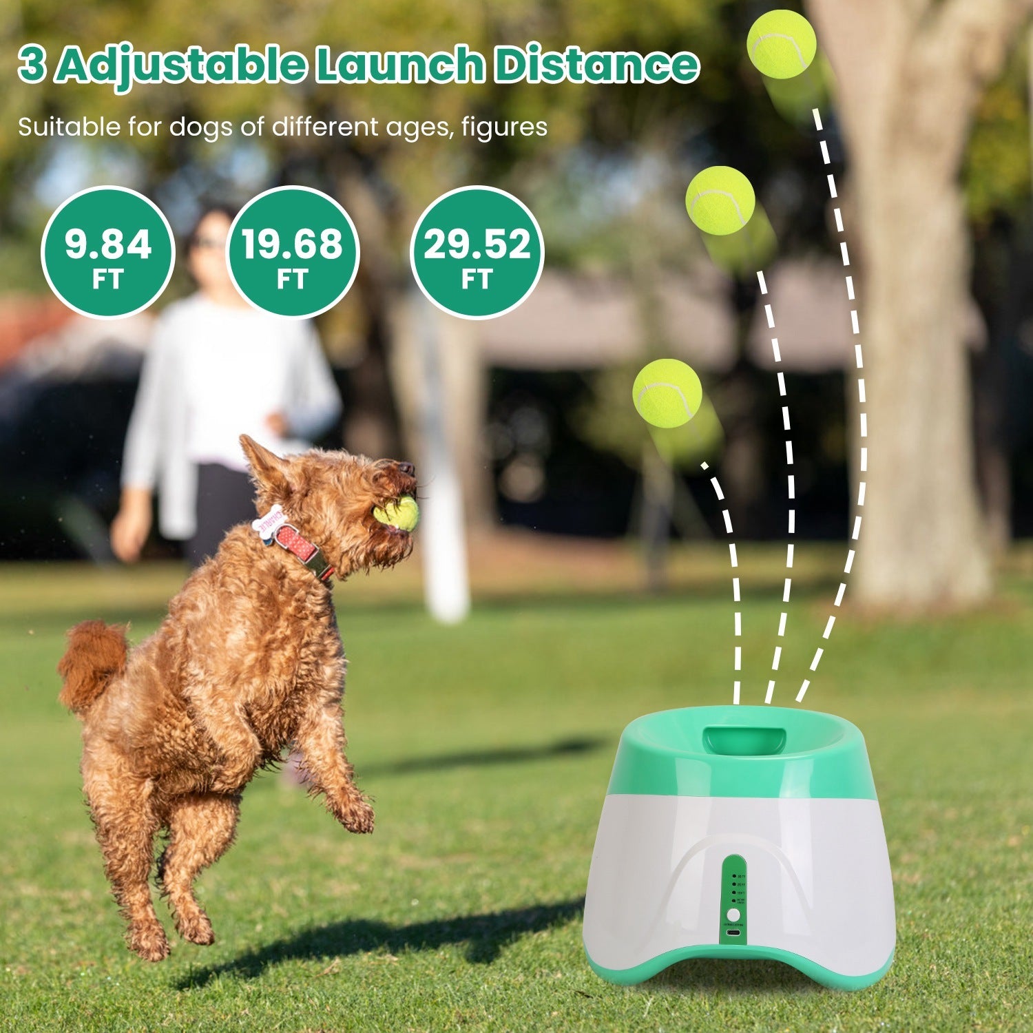 Automatic Dog Ball Launcher with 6 Tennis Balls - Interactive Fetch Machine