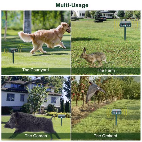 Ultrasonic Animal Repellent - Solar Powered Motion Sensor, IPX4 Waterproof