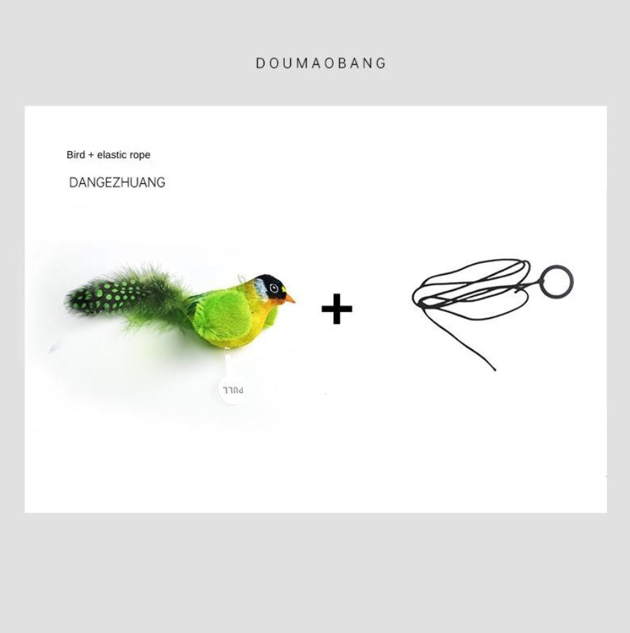 Interactive Cat Bird Teaser Toy with Catnip - Realistic Parrot Design