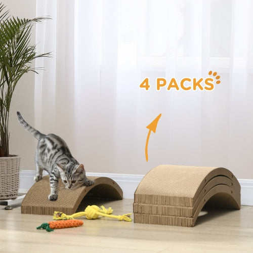 Cat Scratching Board 4-Pack - Reversible Replacement Pads