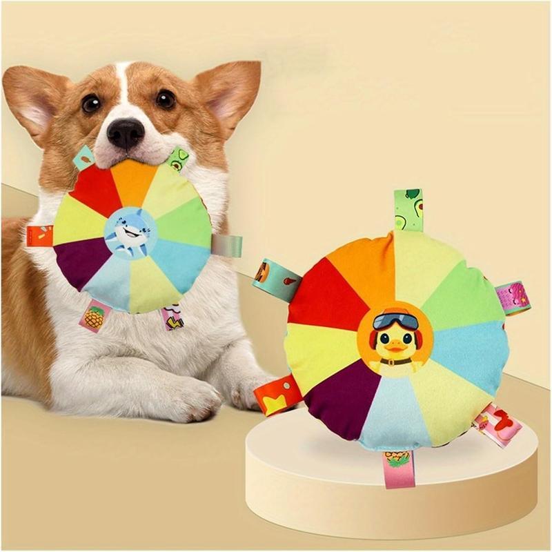 Plush Pet Dog Flying Disc - Interactive Chew Toy with Bells