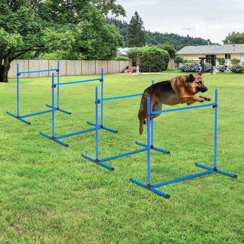 4-Piece Dog Agility Training Set - Adjustable Jump Poles