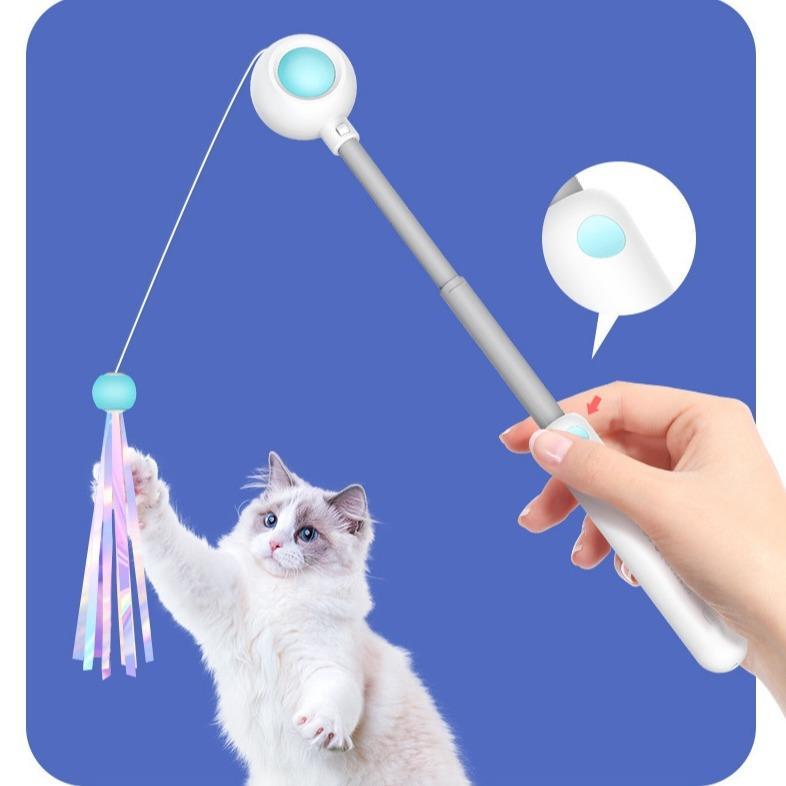 Retractable Laser Cat Teaser Wand - Interactive Toy with Balls