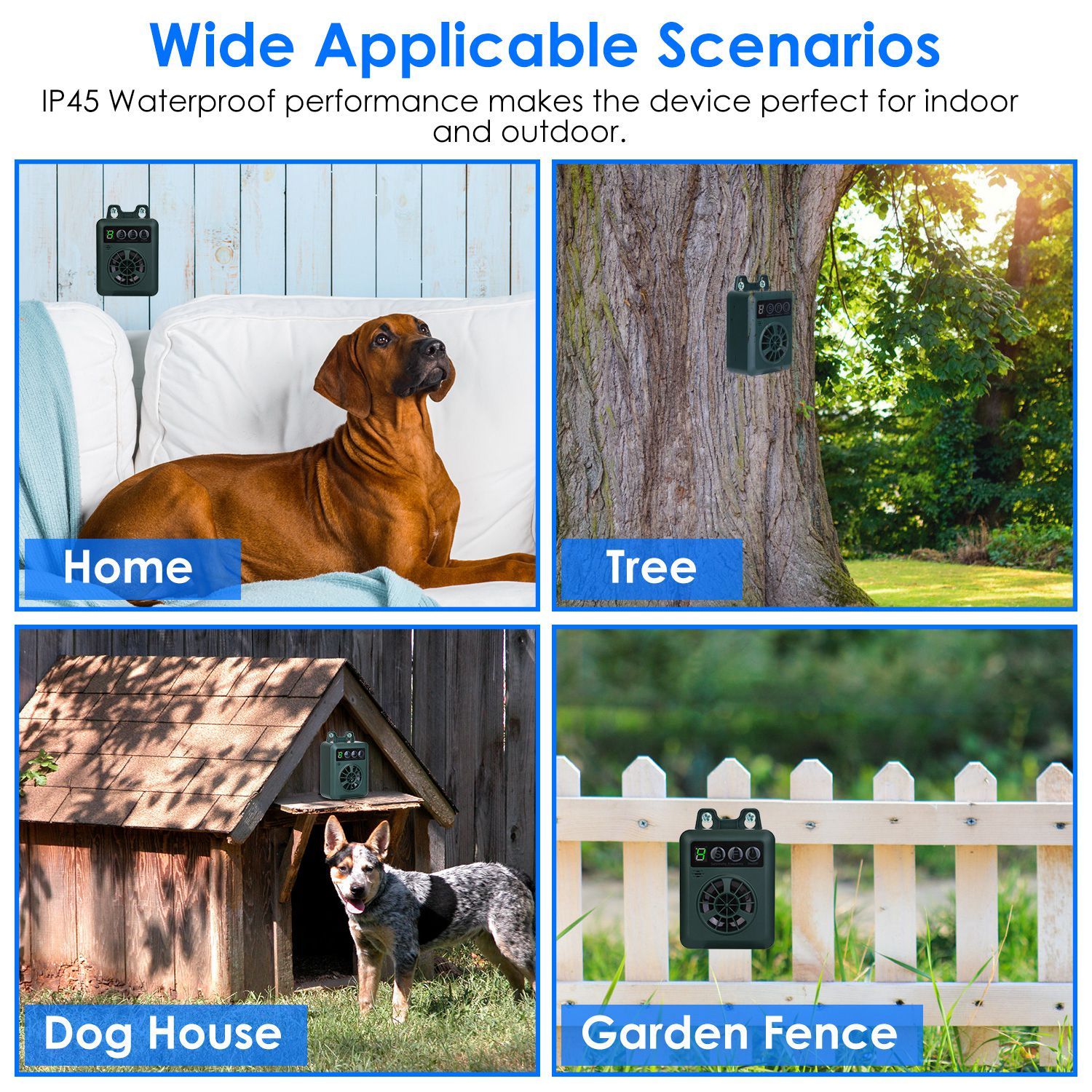 Ultrasonic Anti-Barking Device - 49ft Range with 4 Frequency & Sensitivity Levels