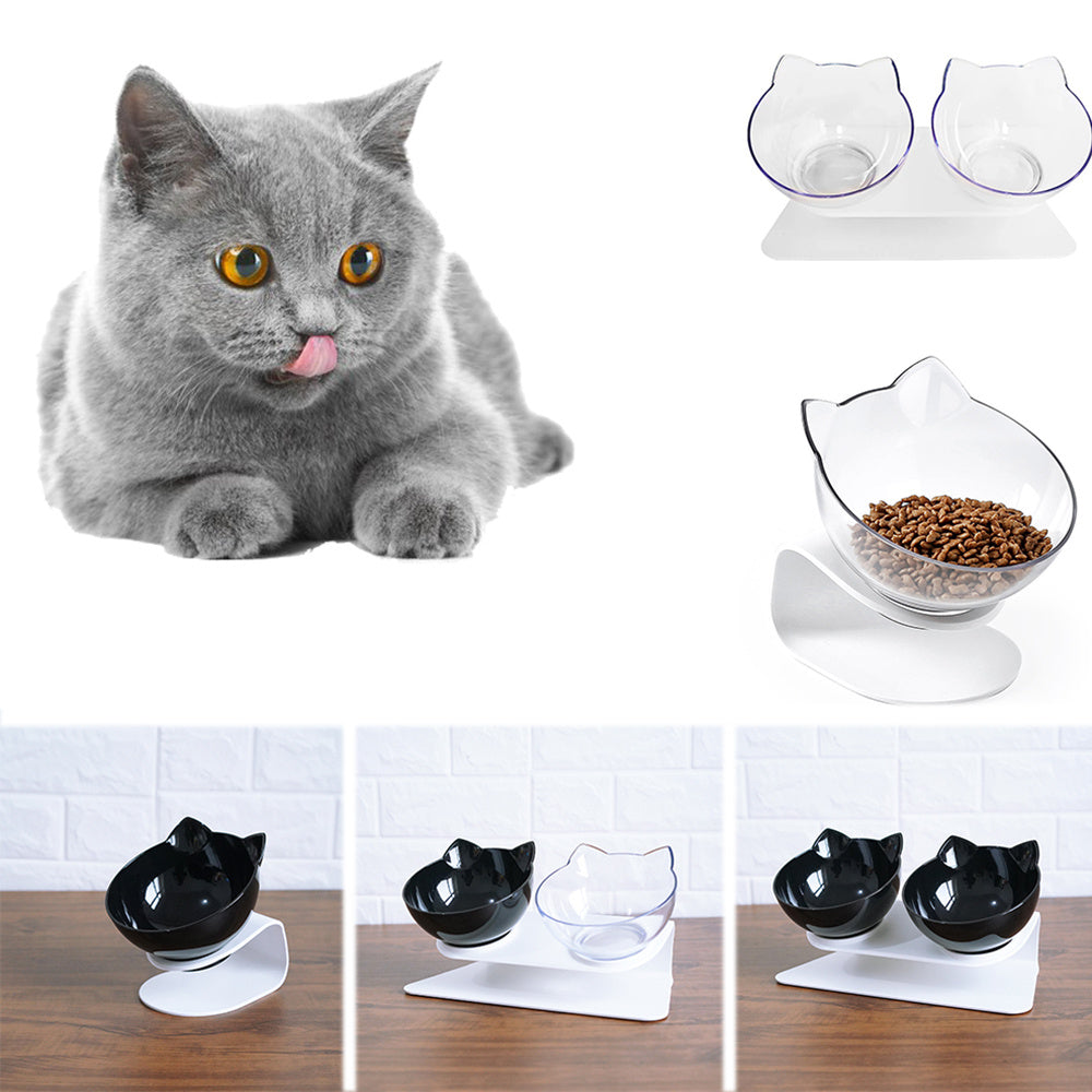 Elevated Double Cat Food Bowl - Cervical Spine Protection
