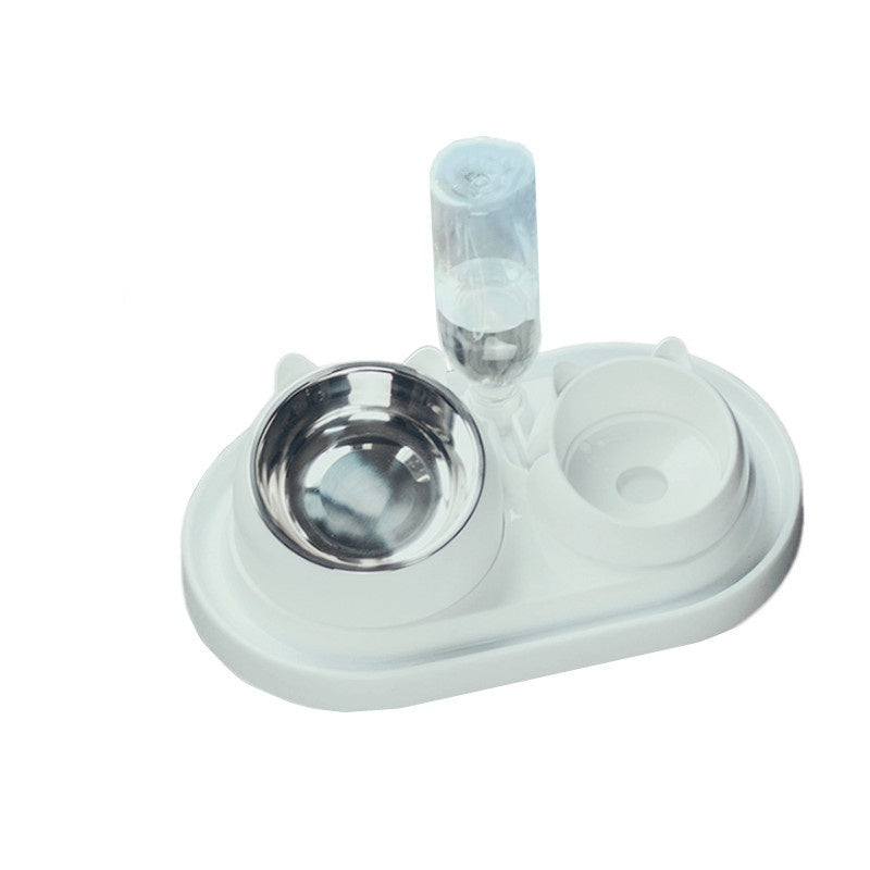 Elevated Double Dog Bowl - Stainless Steel Non-Slip Pet Feeder