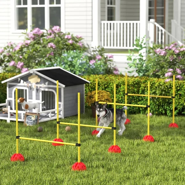 Dog Agility Course Set - 4 Piece Backyard Training Kit with Carry Bag