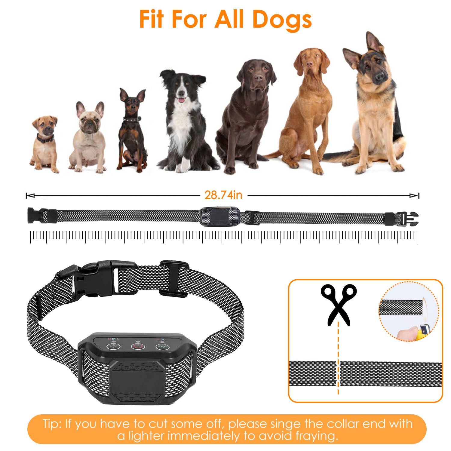 Citronella Bark Collar for Dogs - Waterproof Spray Anti-Bark Control