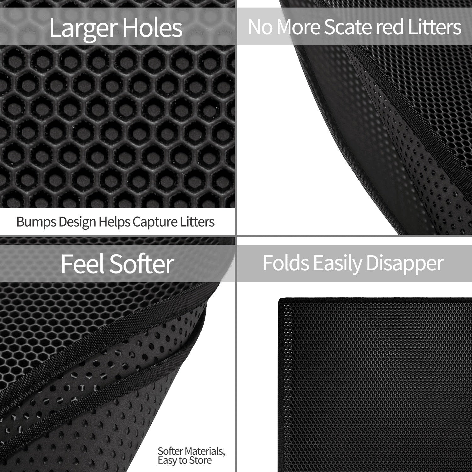 Double Layer Cat Litter Mat - Honeycomb Trapping Design