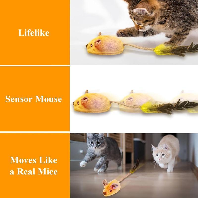 Interactive LED Cat Mouse Toy - USB Rechargeable with Chirping Sound