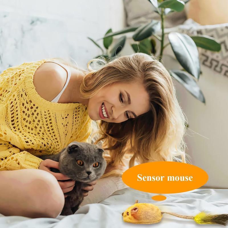 Interactive LED Cat Mouse Toy - USB Rechargeable with Chirping Sound