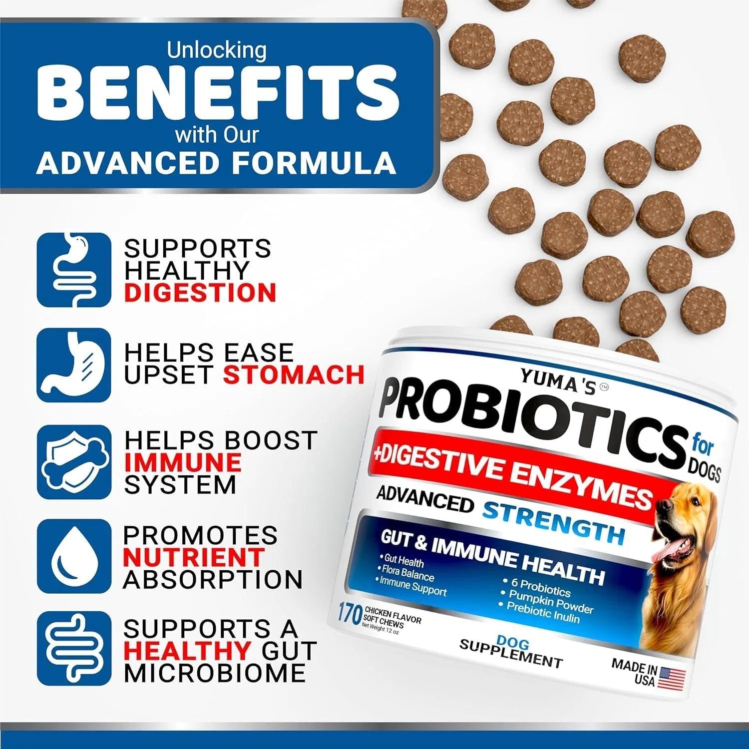 Probiotics for Dogs – 2 Pack Digestive Enzymes Chews (340 Total Chews)