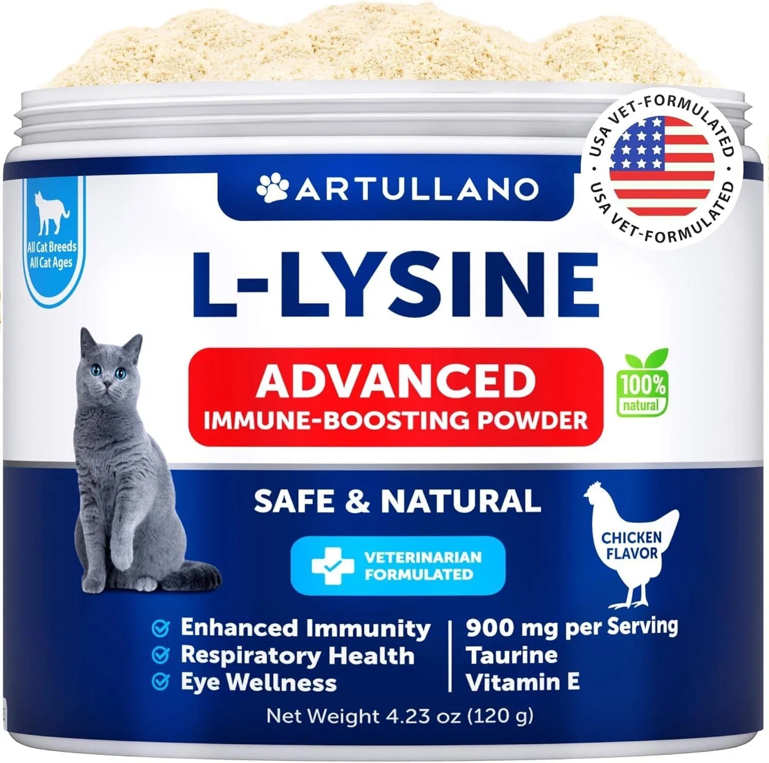 Cat L-Lysine Powder - 900mg Immune & Respiratory Support Supplement