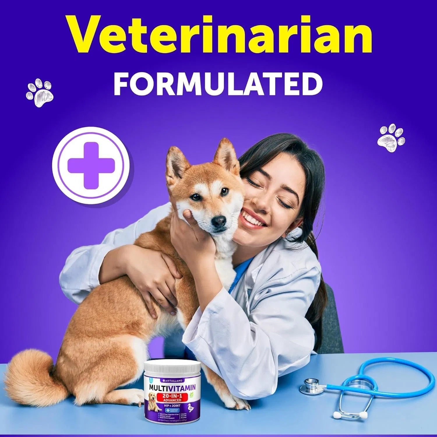 Multivitamin Chewables for Dogs 20-in-1 with Glucosamine – Joint, Immune & Skin Support (120 Chews)