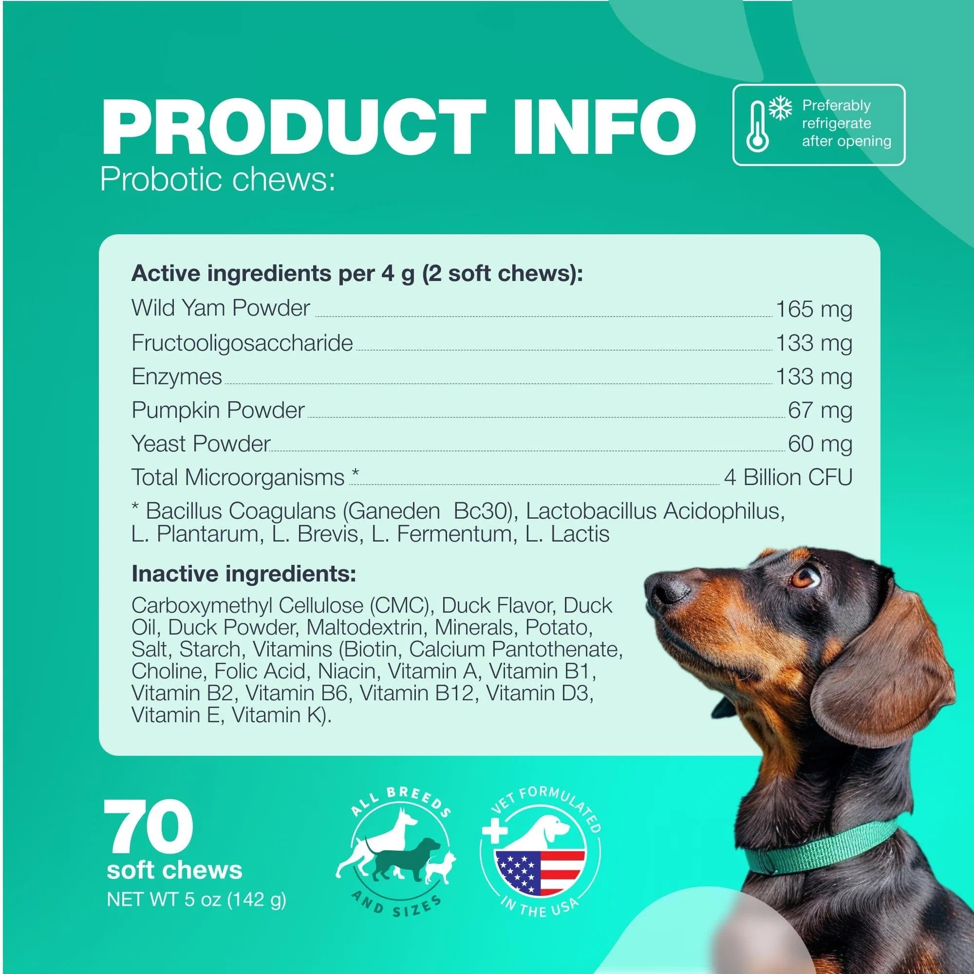 Probiotics for Dogs – Gut Health, Immunity & Allergy Support (180 Chews)