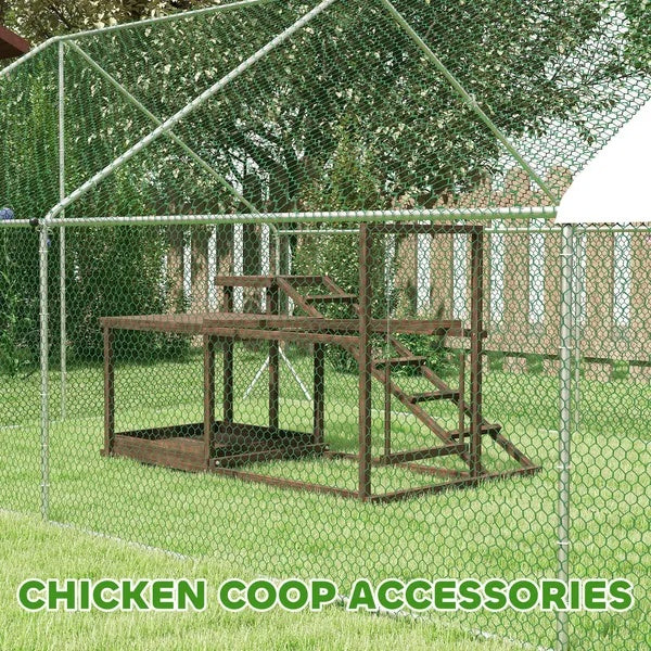 Wooden Chicken Activity Play Set - Perch, Swing, Ladder, Platforms & Feeder