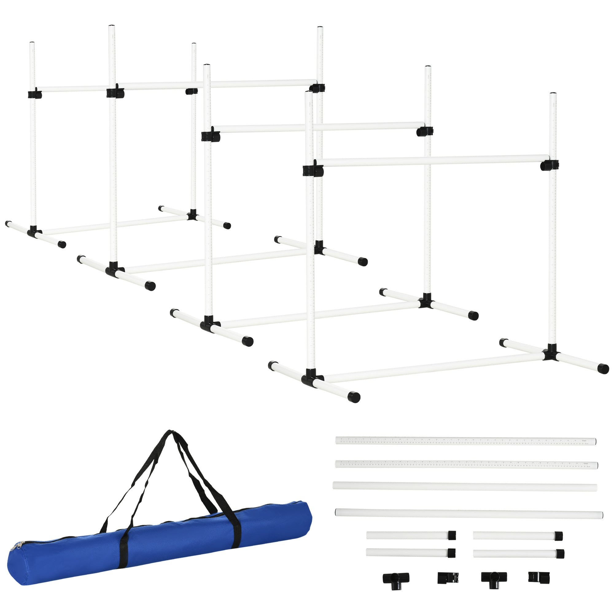 4-Piece Dog Agility Training Set - Adjustable Jump Poles