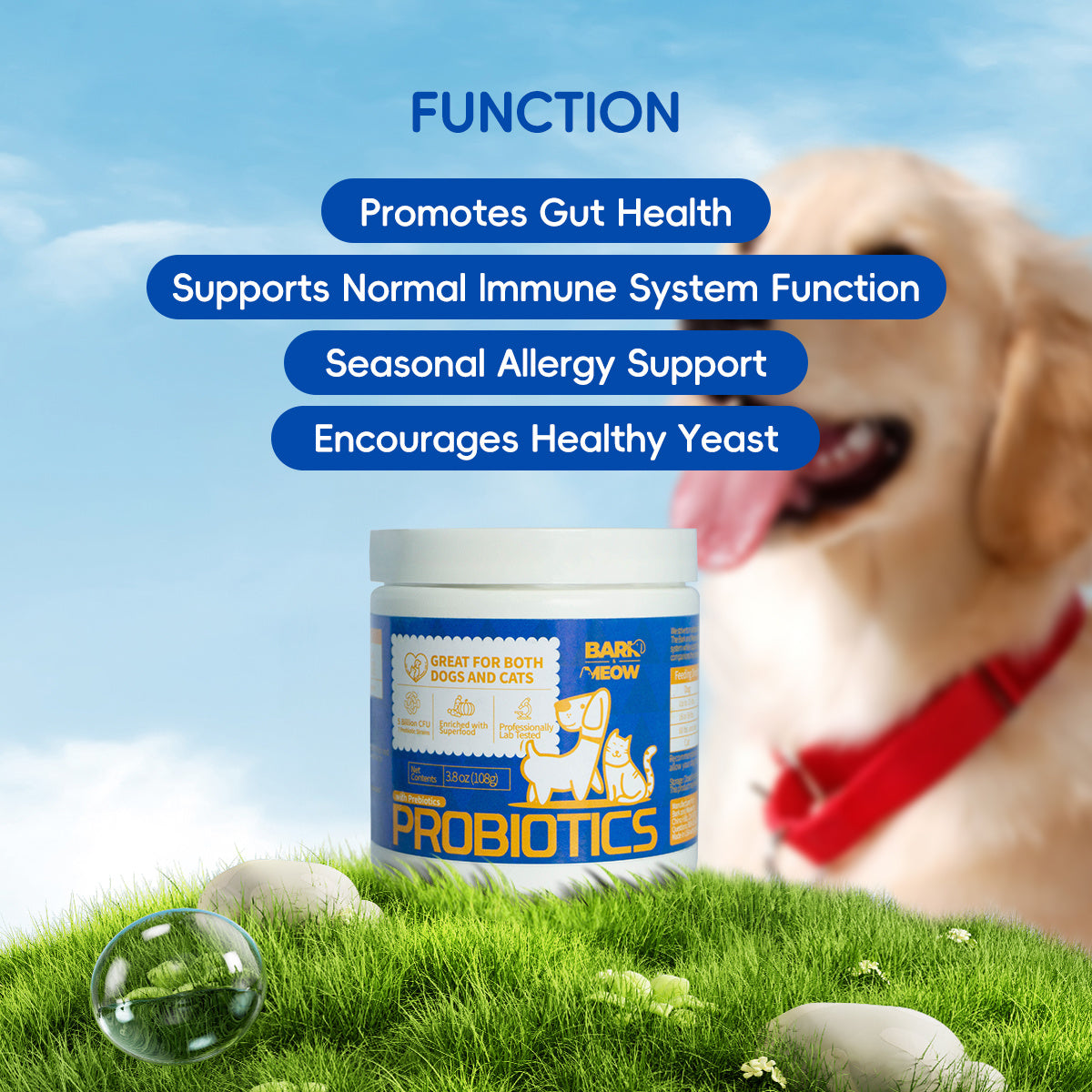 Dog & Cat Probiotics - 7 Strains with Prebiotics, Pumpkin & Carrot
