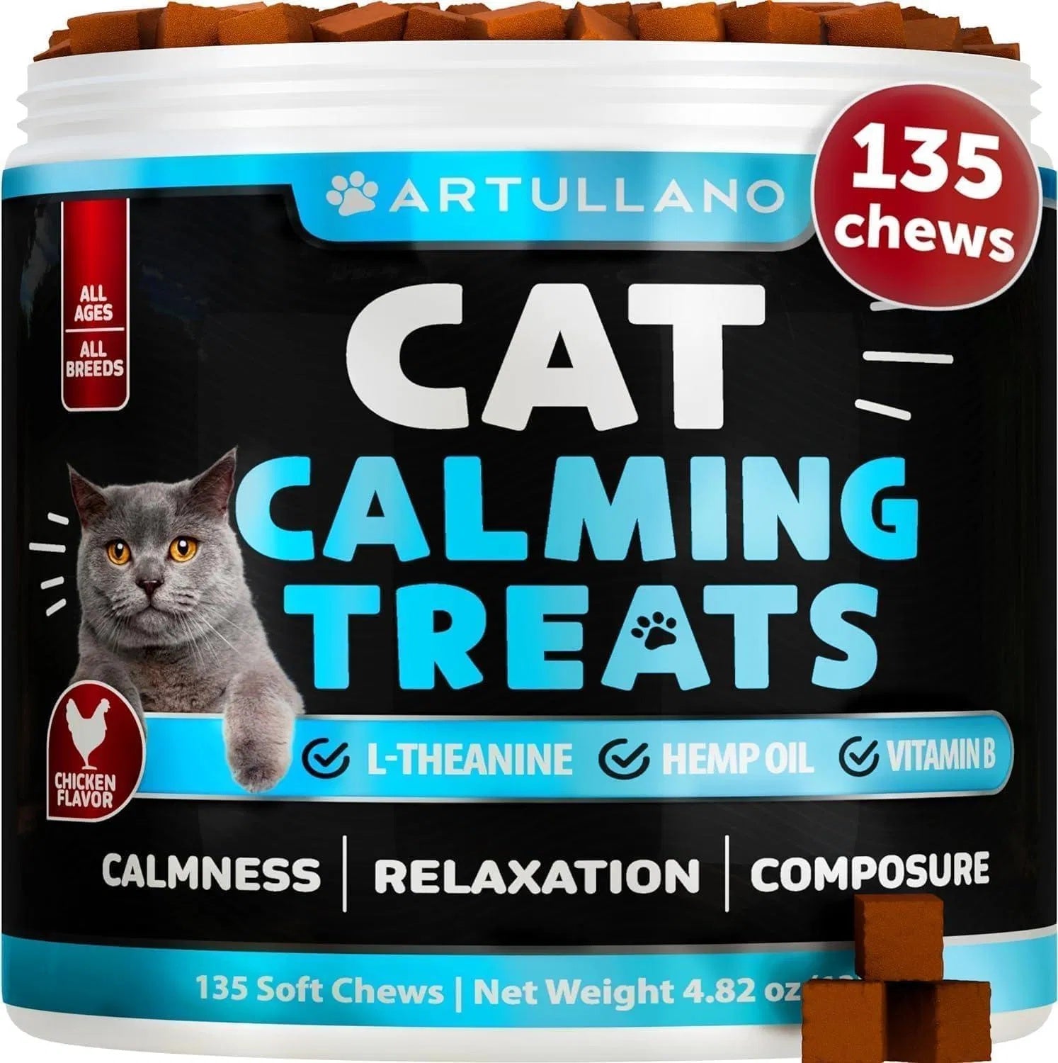 Hemp Cat Calming Treats – Stress & Anxiety Relief with Melatonin for Cats & Kittens