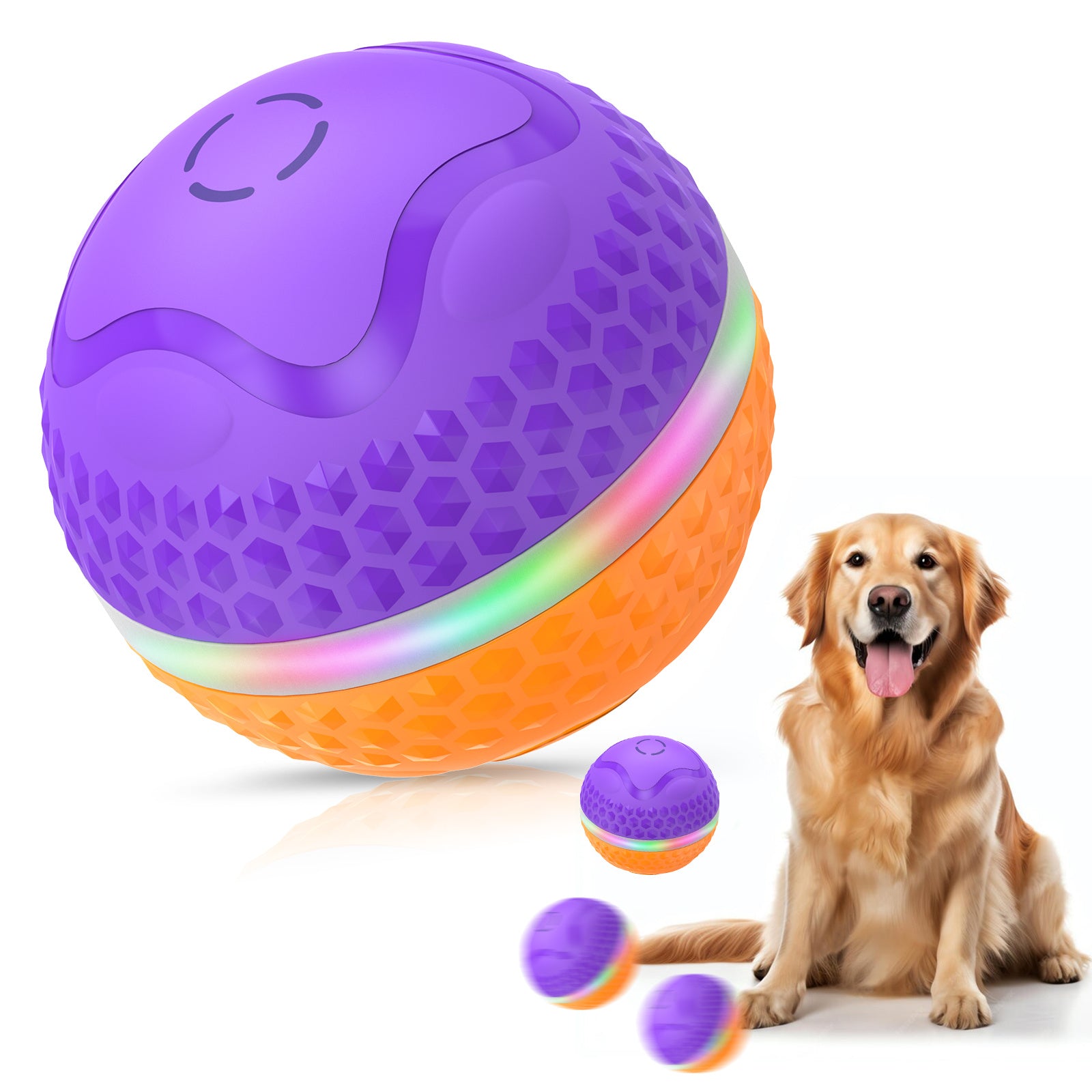 Interactive Dog Toy Ball - Automatic Rolling with LED Lights