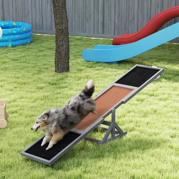 Wooden Dog Agility Seesaw - Weather Resistant, 83" L x 16" W x 14" H