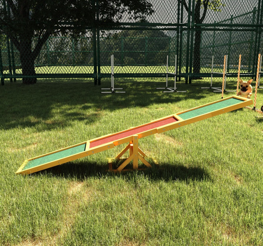 Wooden Dog Agility Seesaw - 71" Weather-Resistant Training Equipment