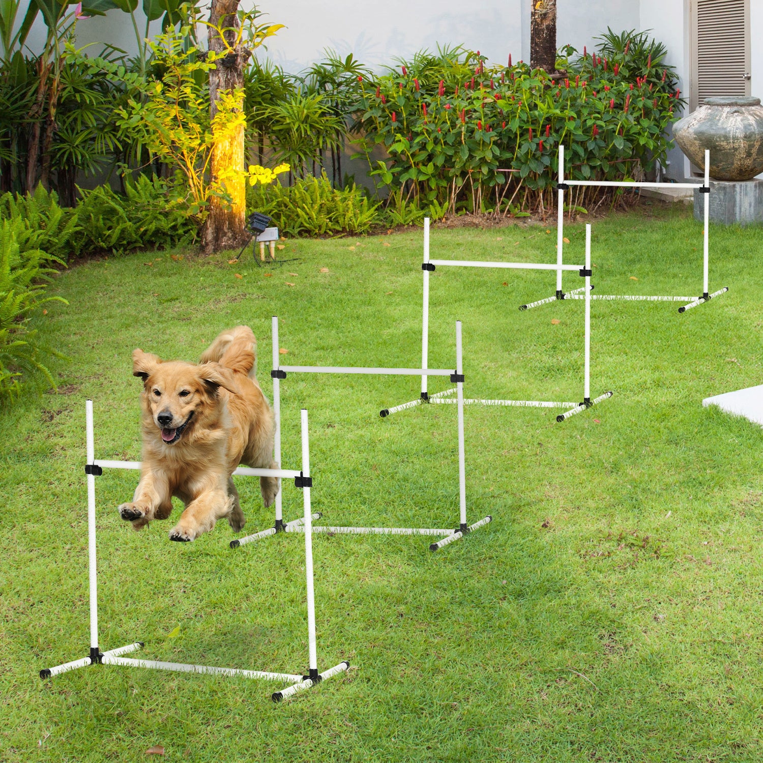 4-Piece Dog Agility Training Set - Adjustable Jump Poles