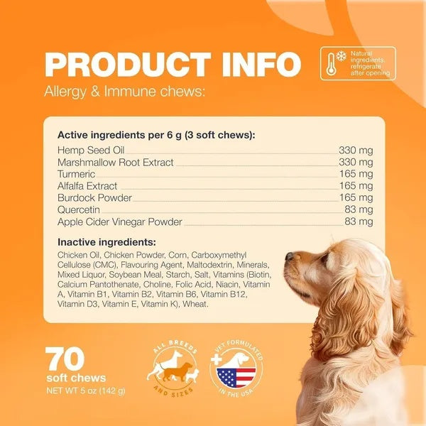Dog Allergy Relief Chews – Itch Relief with Salmon Oil for Skin & Immune Health