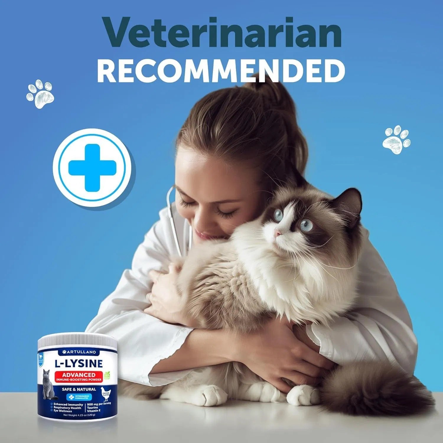 Cat L-Lysine Powder - 900mg Immune & Respiratory Support Supplement