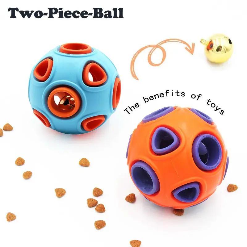 2-Pack Dog Rubber Ball with Bell - Interactive Chew Toy for Puppies