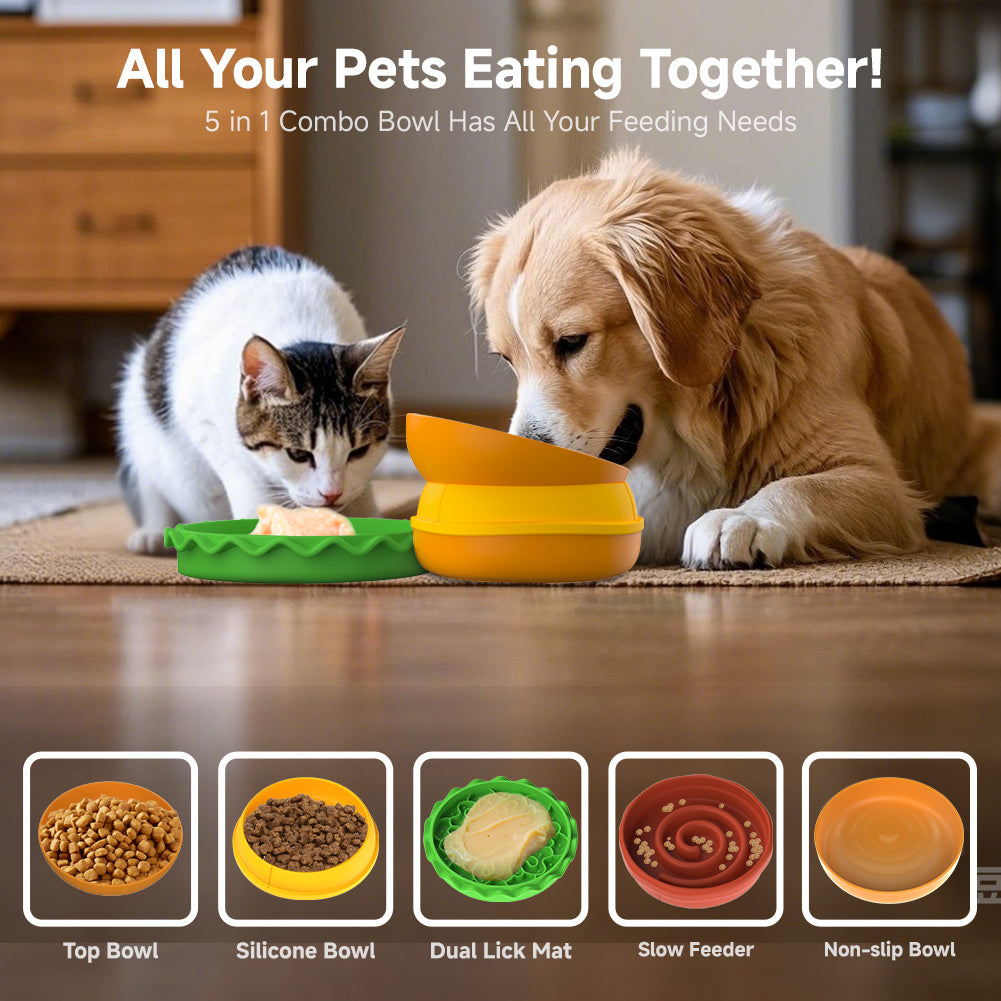 5-in-1 Hamburger Style Pet Feeding Station