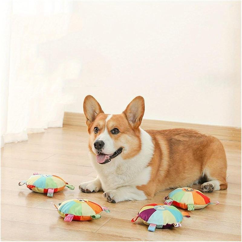 Plush Pet Dog Flying Disc - Interactive Chew Toy with Bells