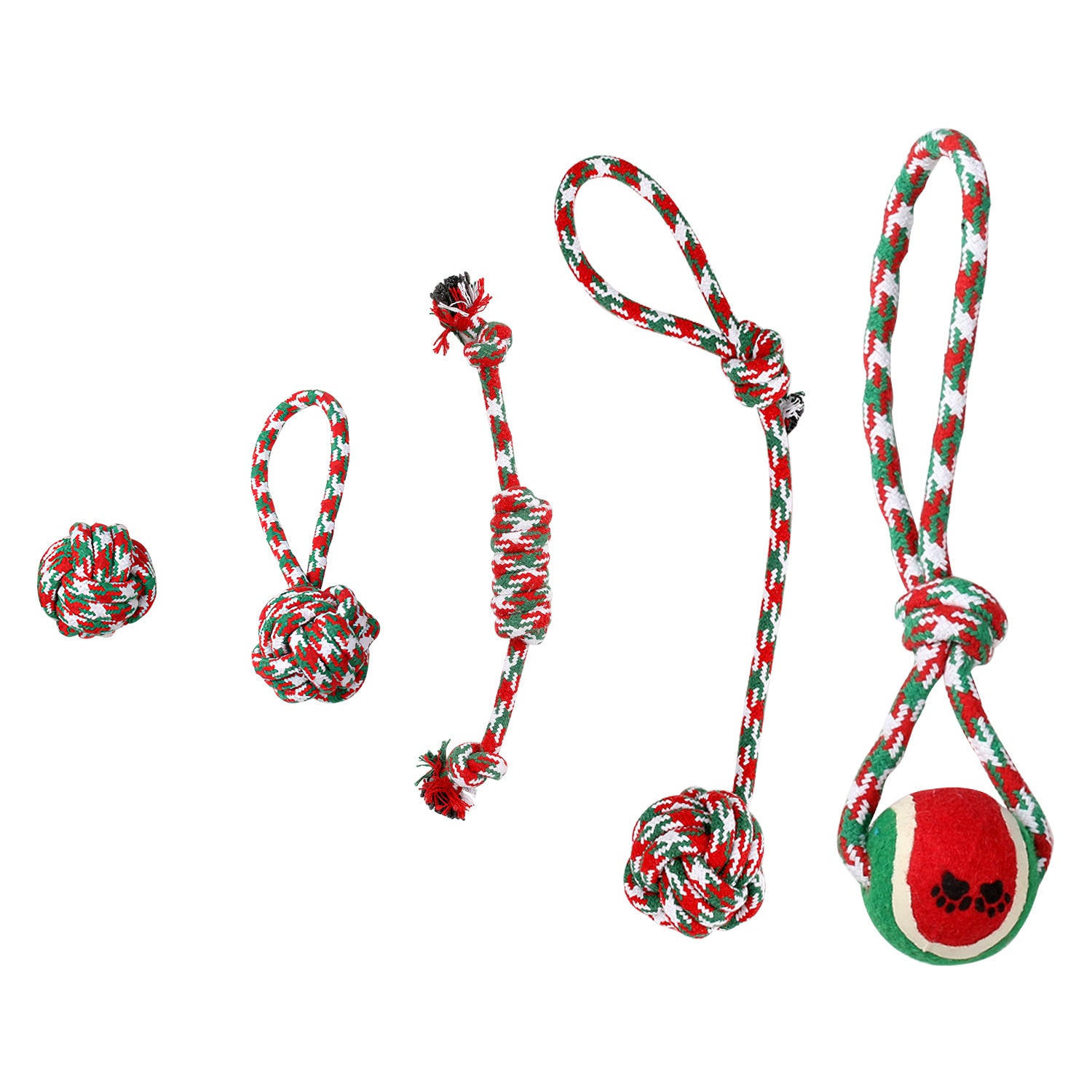 5-Pack Christmas Dog Rope Chew Toys - Holiday Training Set