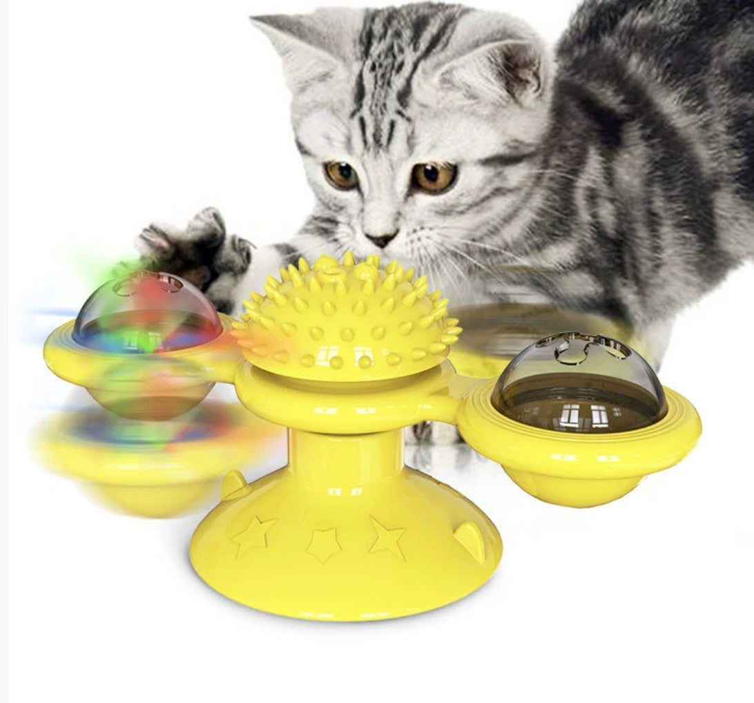 Cat Entertainment Set - Interactive Rotating Disk & Feather Toys