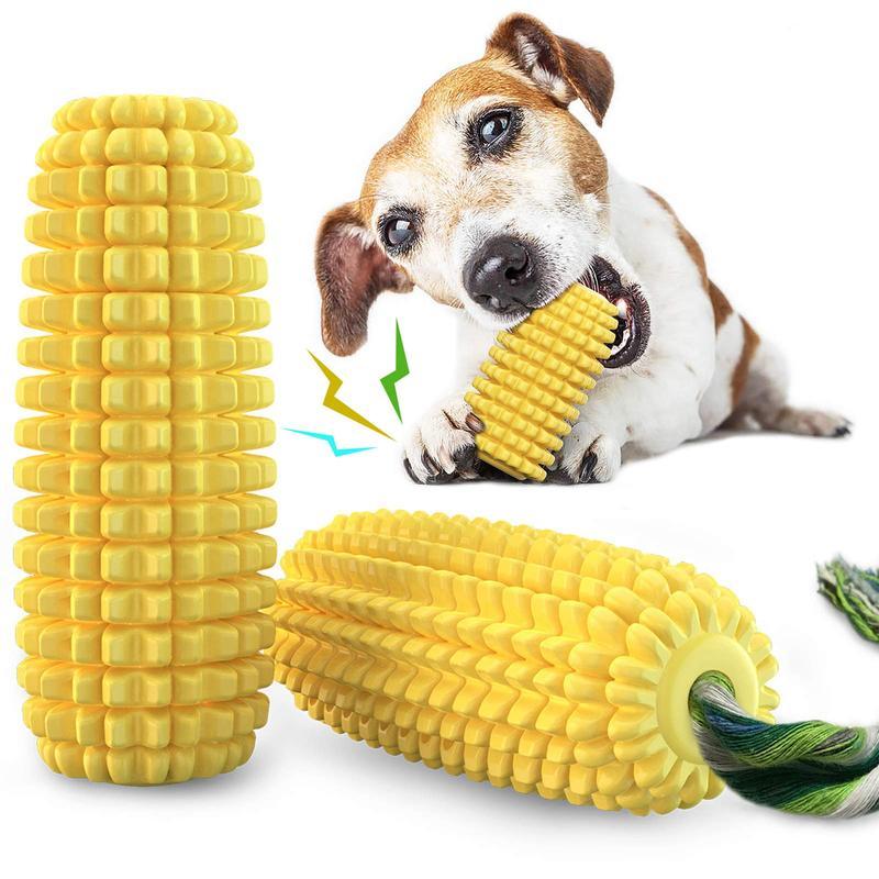Squeaky Corn Stick Rope Dog Chew Toy - 5.8" for Small to Large Dogs