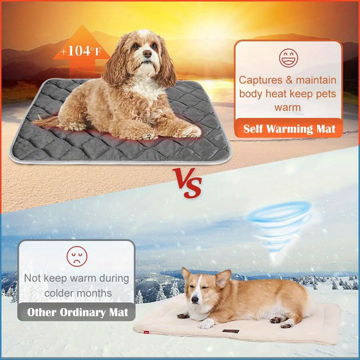 Self-Heating Pet Bed Mat - Non-Slip Thermal Pad for Dogs & Cats