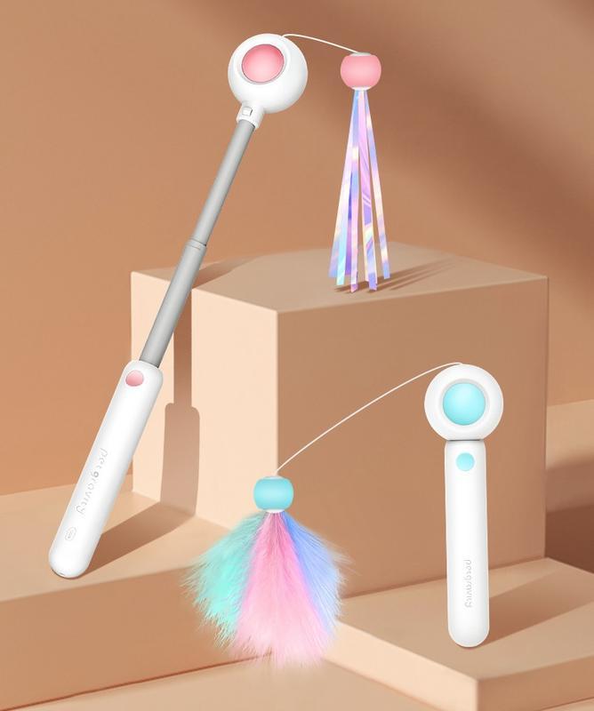 Retractable Laser Cat Teaser Wand - Interactive Toy with Balls