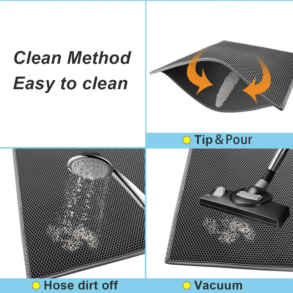 Double Layer Cat Litter Mat - Honeycomb Trapping Design